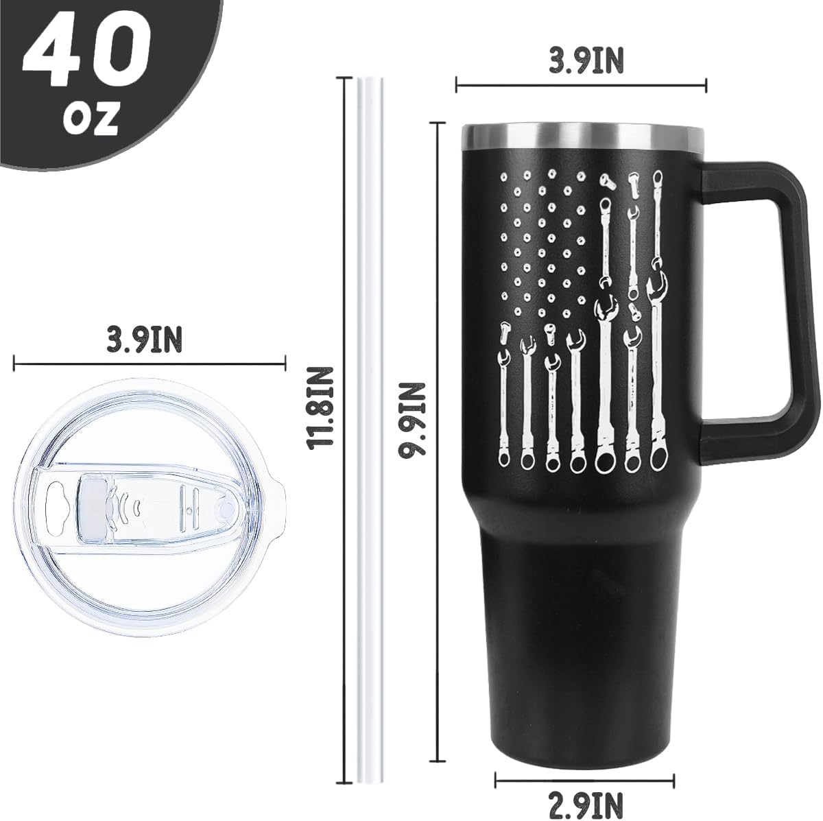 Taza mecánica café viaje regalo hombres coches 40oz