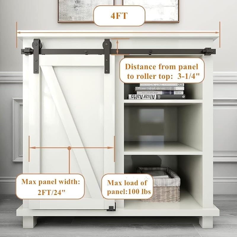 Kit herrajes puerta corrediza 4ft soportes TV gabinetes