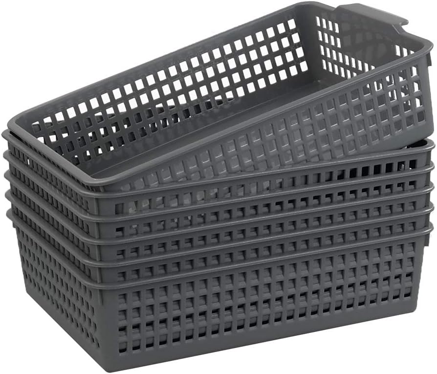 6 Pzas Cesta Almacenamiento Papel A4 Plástico Gris