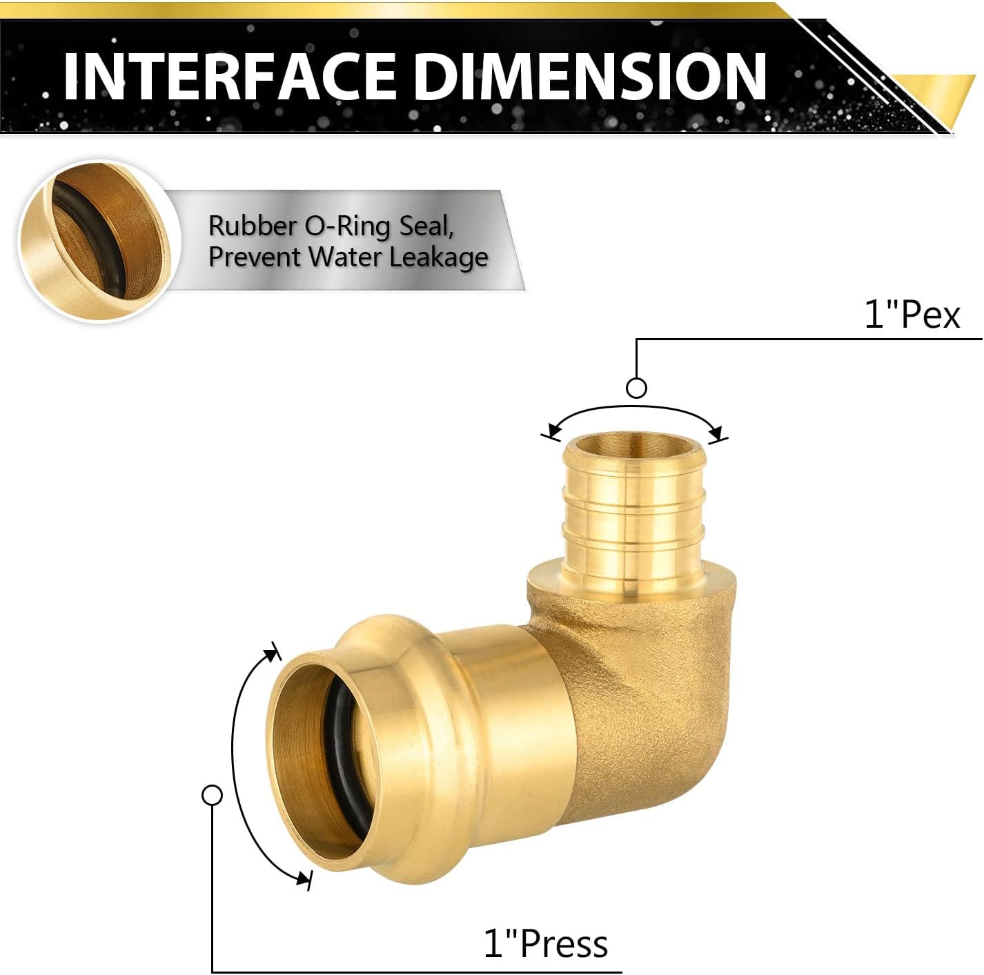 Codo crimpado PEX 1pulg conexión latón cobre