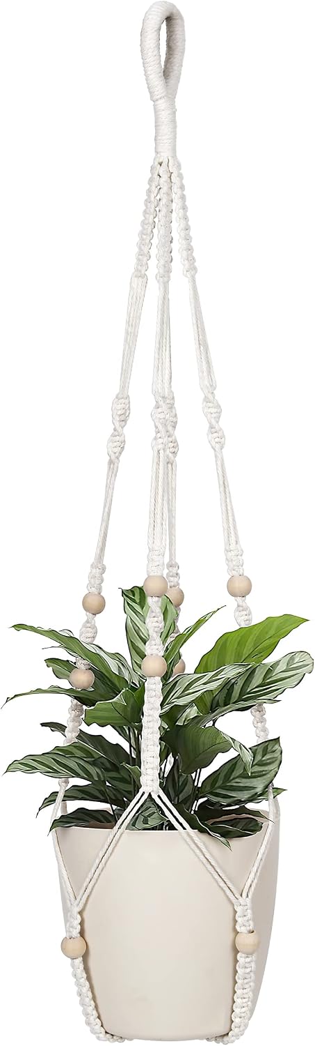 Soporte macramé 32pulg macetas colgantes madera decoración bohemia