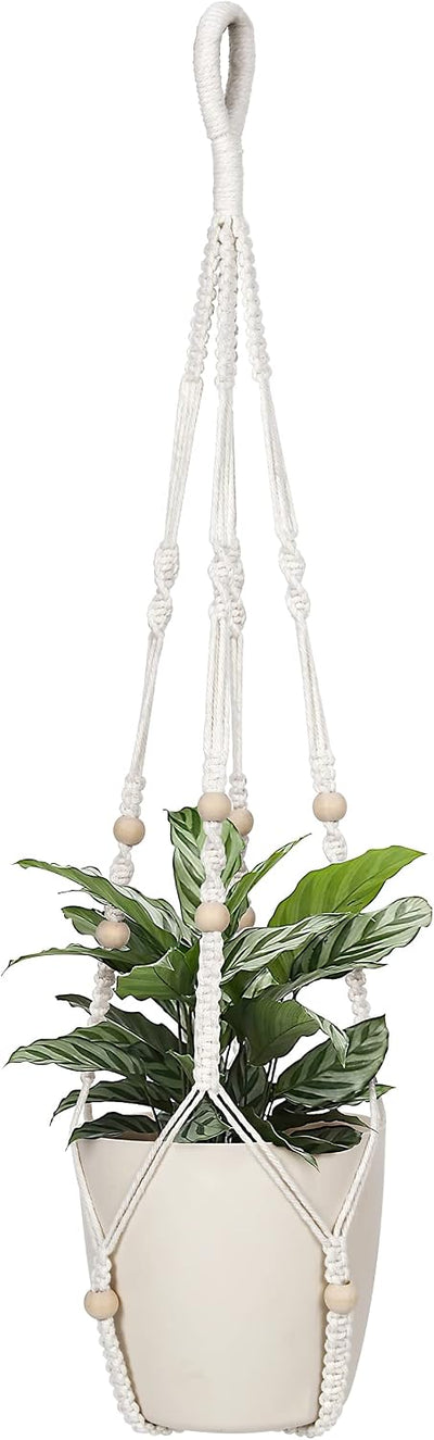 Soporte macramé 32pulg macetas colgantes madera decoración bohemia