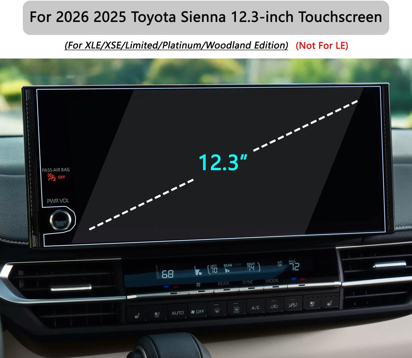Protector pantalla vidrio templado 12.3" Toyota Sienna