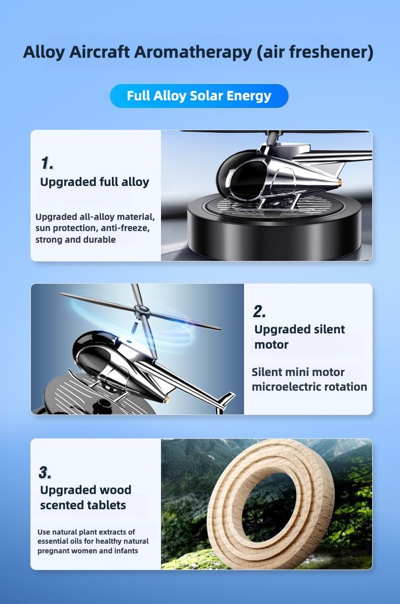 Ambientador auto forma avión energía solar negro