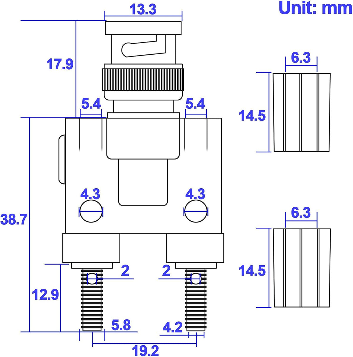 Adaptador BNC macho a doble banana hembra RF coaxial paquete 2