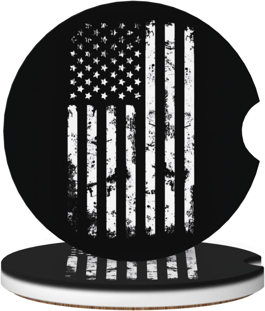 2 Pzas Posavasos Coche Bandera Americana Negro Absorbente