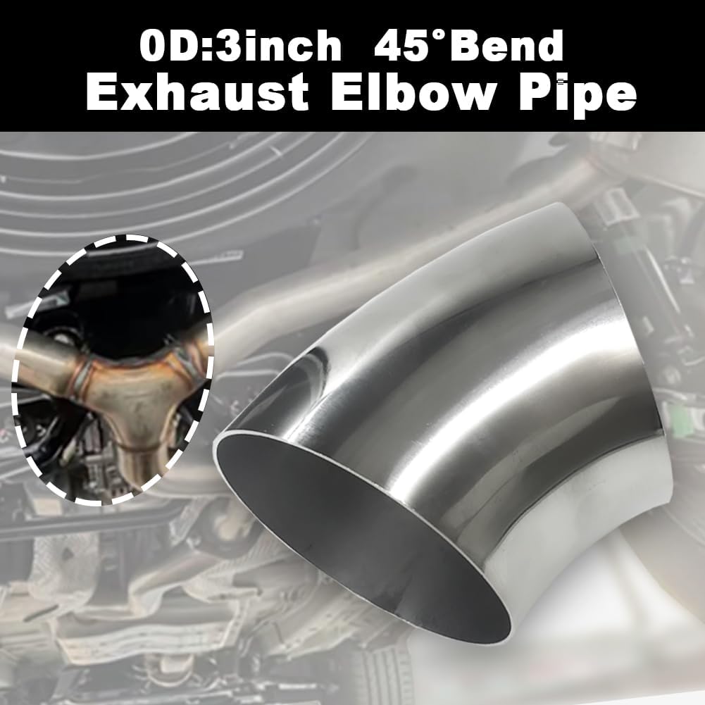 Tubo codo escape 3pulg 45grados acero inox SS304