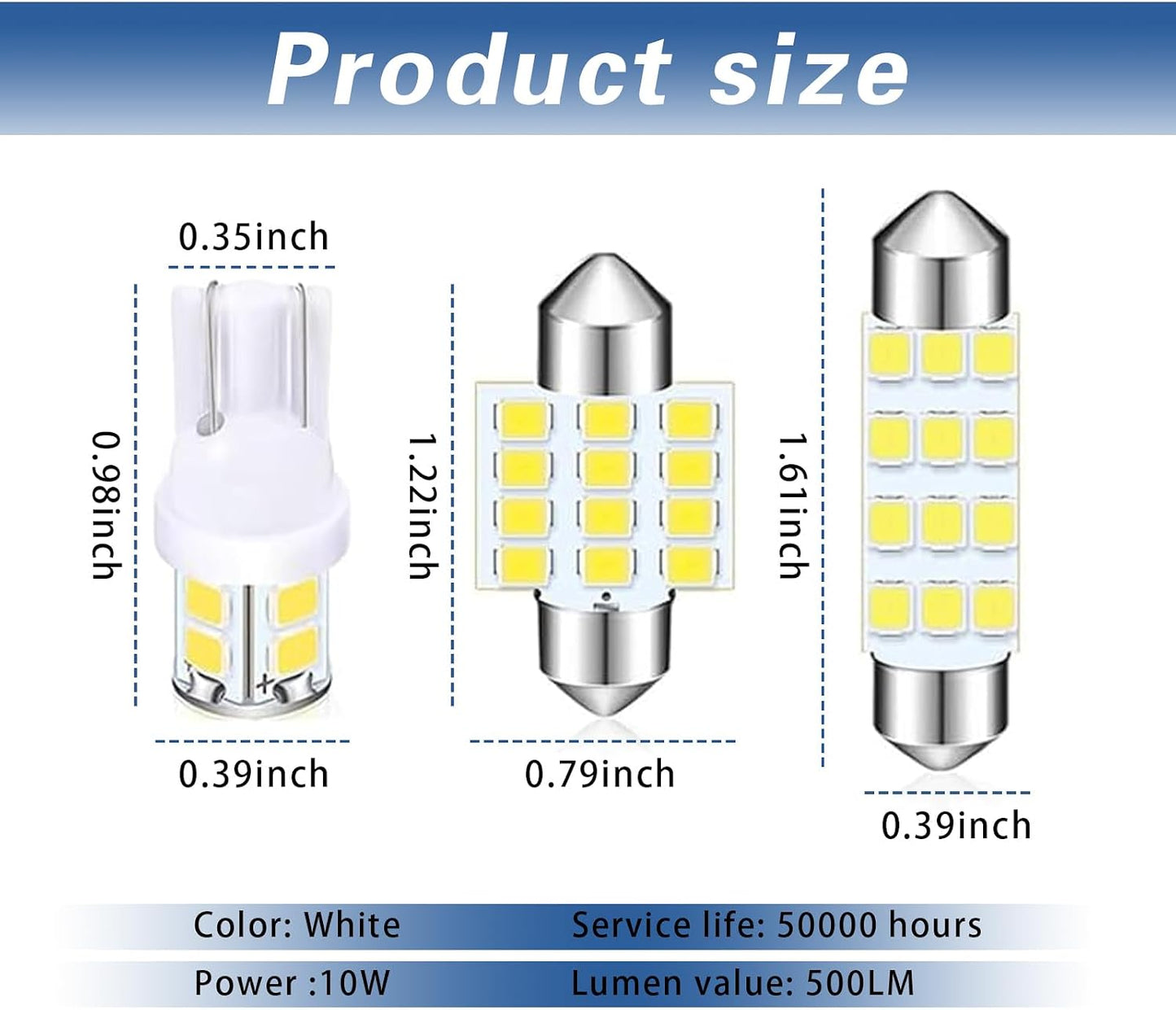 20 Pzas Bombilla LED T10 12V 6000K Universal Coche