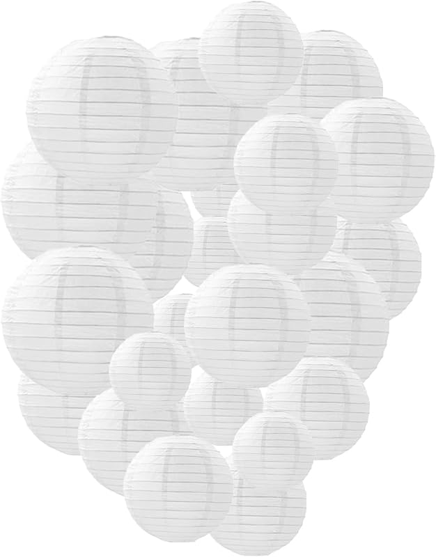 Faroles papel blanco decorativos colgantes 12uds