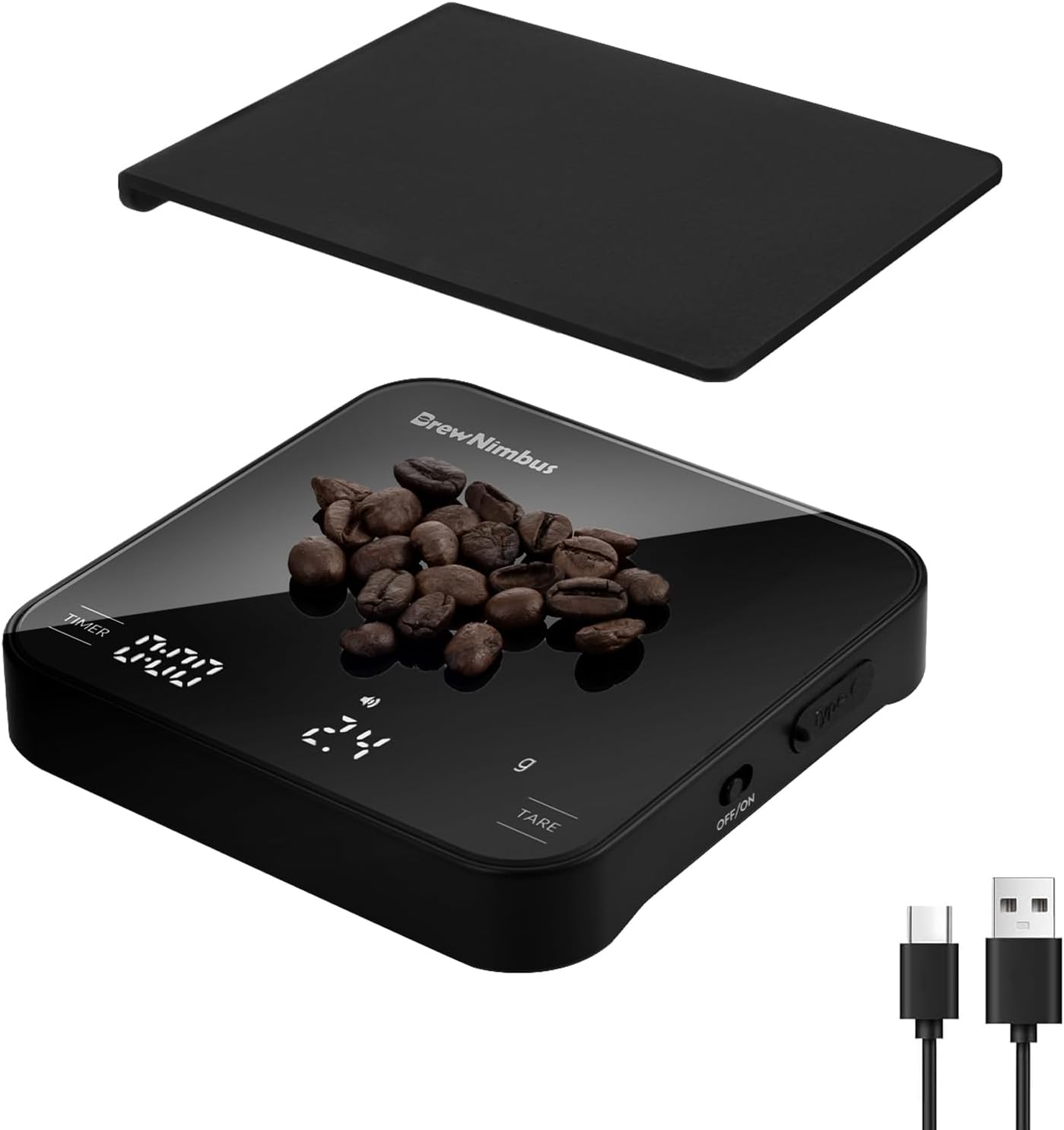 Báscula café digital 4.4lbs temporizador 4 modos negro