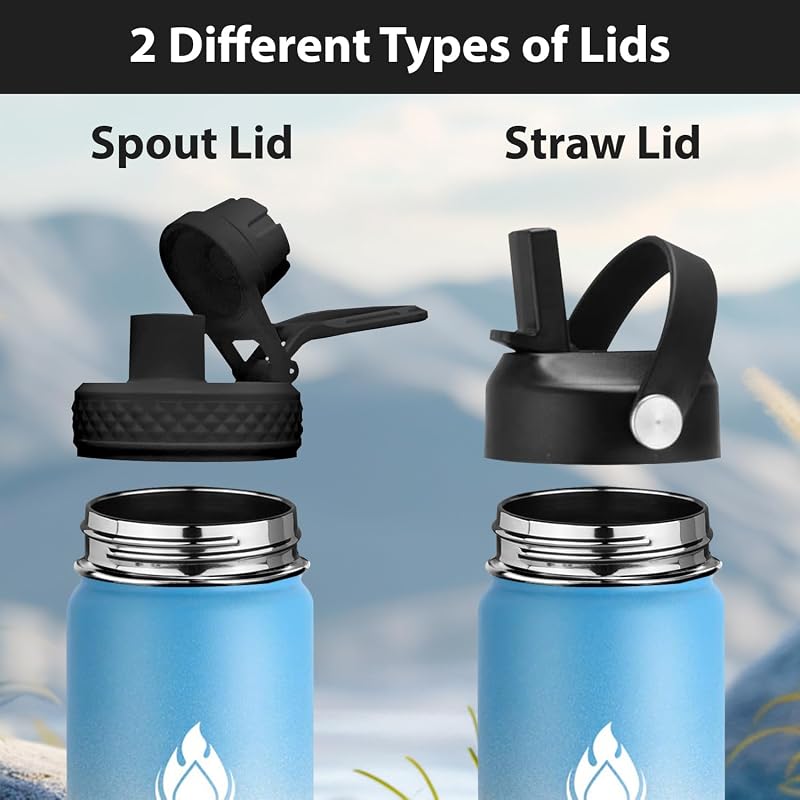 Botella agua acero inox doble pared 24oz tapa flex straw
