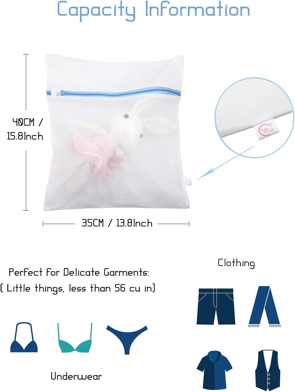 Bolsa malla para ropa delicada y viaje
