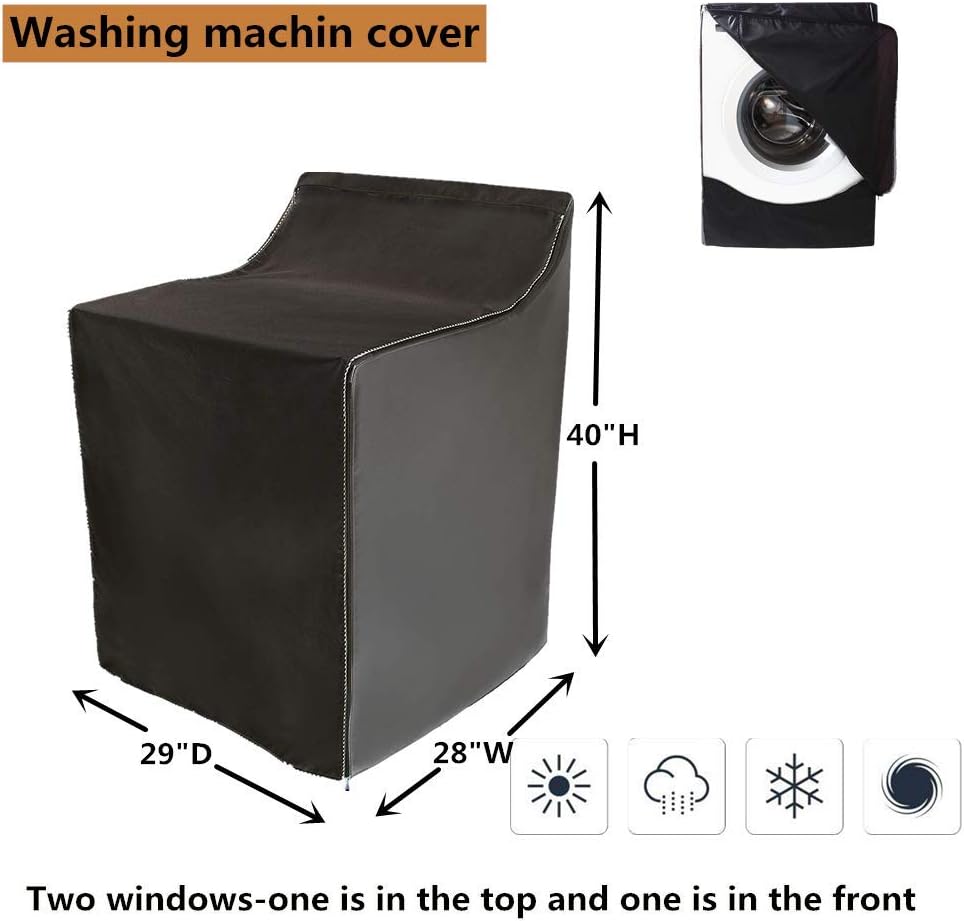 2 Fundas Lavadora Cremallera Impermeable Negro