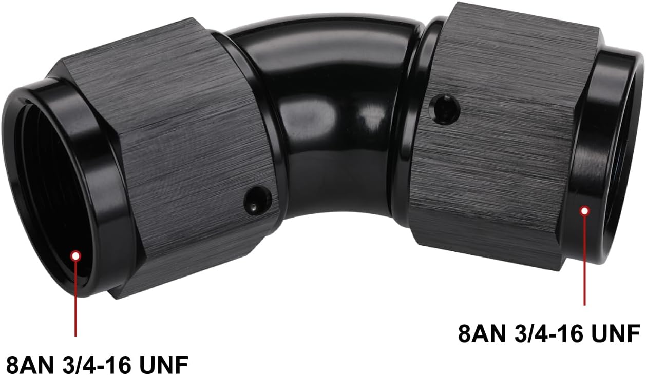 Acoplador 8AN hembra aluminio negro 45 grados