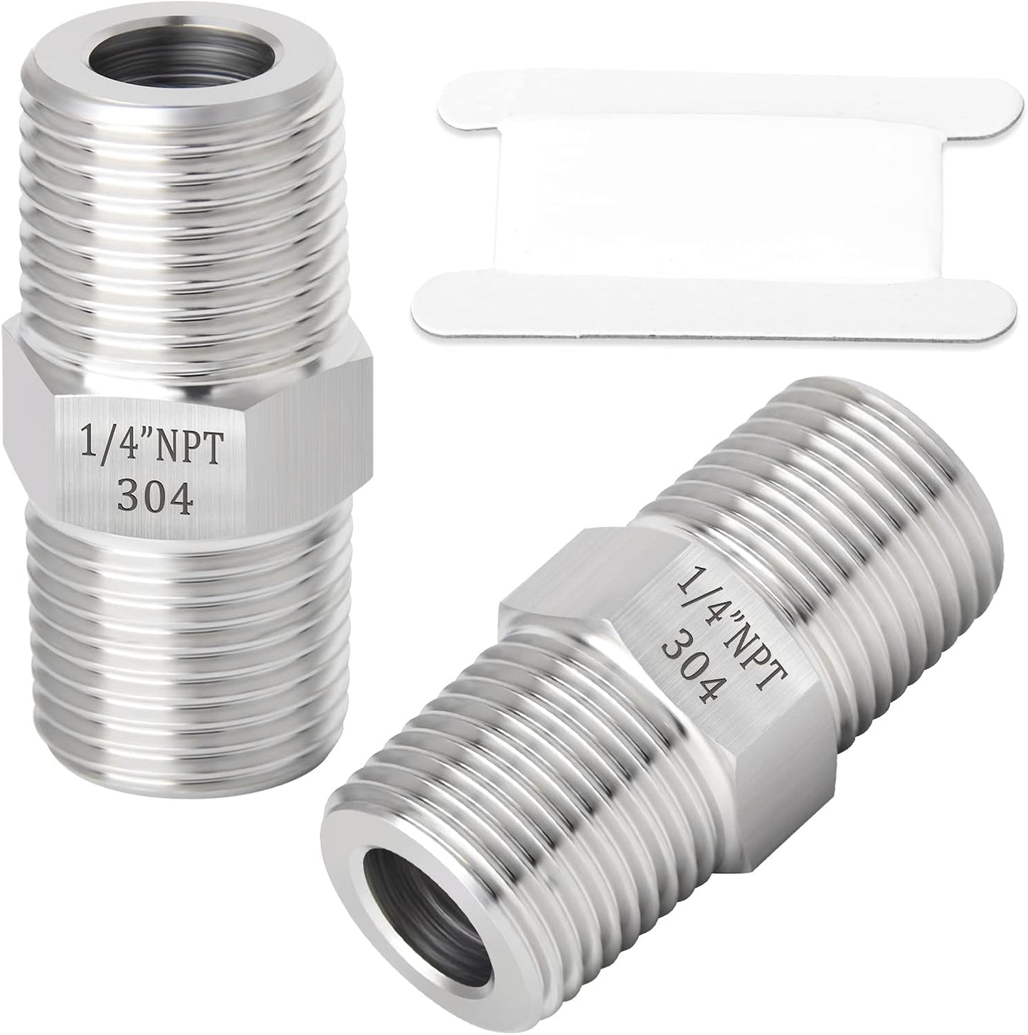 2 Pezones Hexagonales Acero Inox 304 1/4pulg