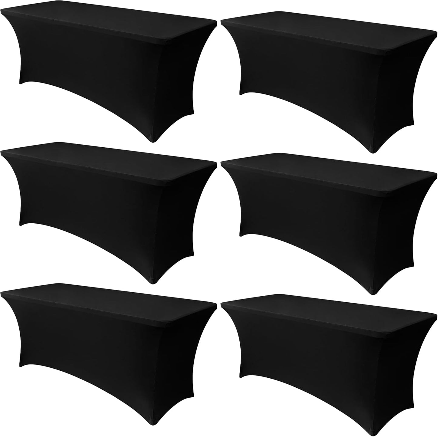 6 Fundas Mesa Elásticas Spandex 6ft Rectangular Negro