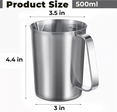 2 Tazas Medidoras Acero Inox con Mango 16oz Jarra Metal