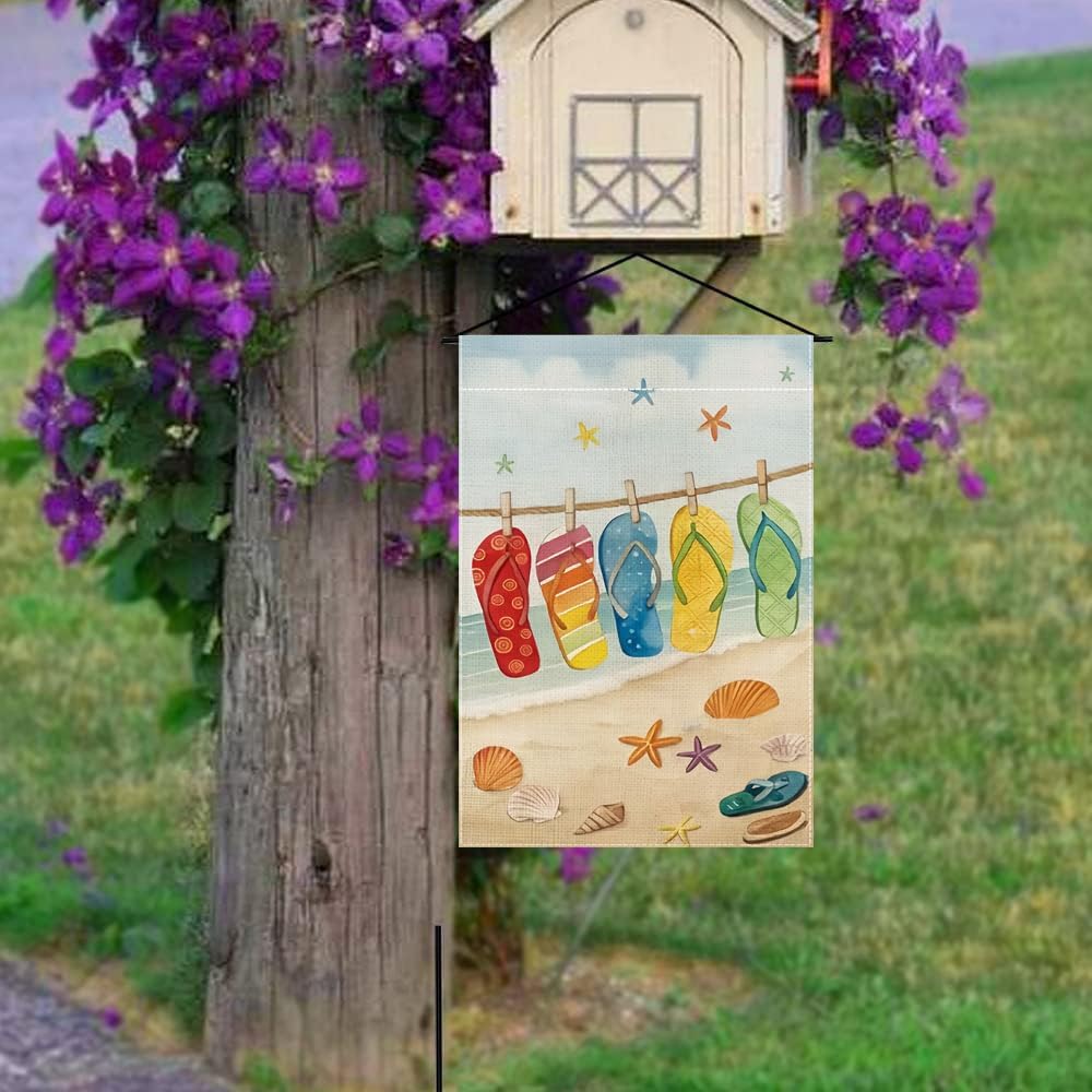 Bandera jardín verano 12.5x18" arpillera doble cara