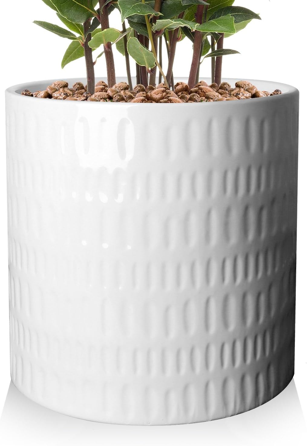 Maceta cerámica 12pulg drenaje para plantas blanco