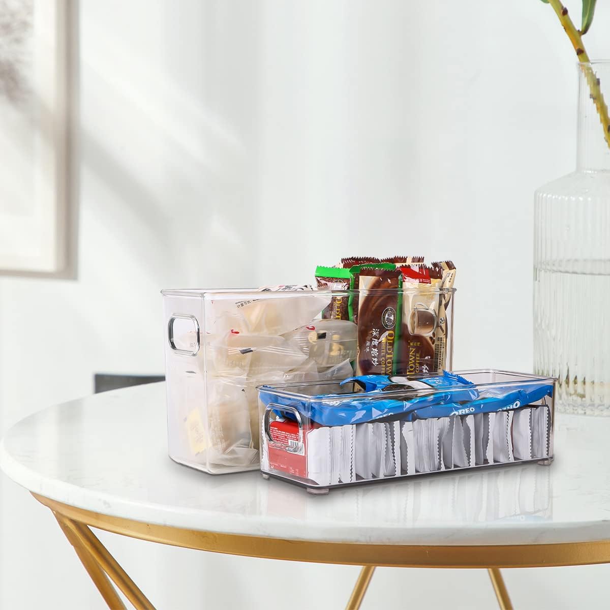Organiz. caja teléfono transparente asas cocina