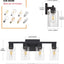 Lámpara tocad. baño 4 luces estilo rústico vidrio