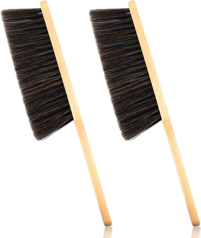 2 Cepillos Polvo Escoba Mano Mango Madera Largo Hogar Sofá Cama