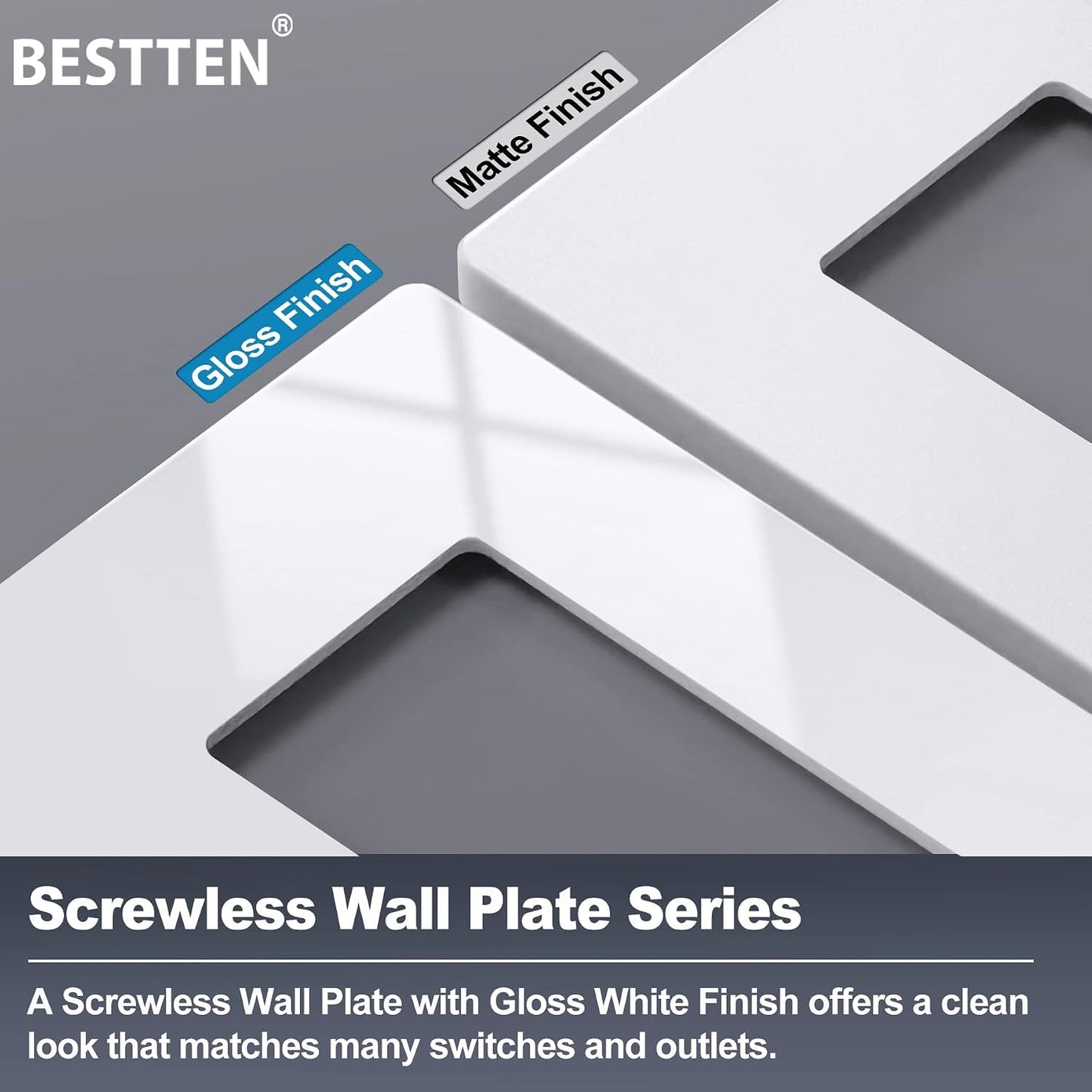 Placas pared 2 segmentos 4.69x4.73pulg blanco nieve