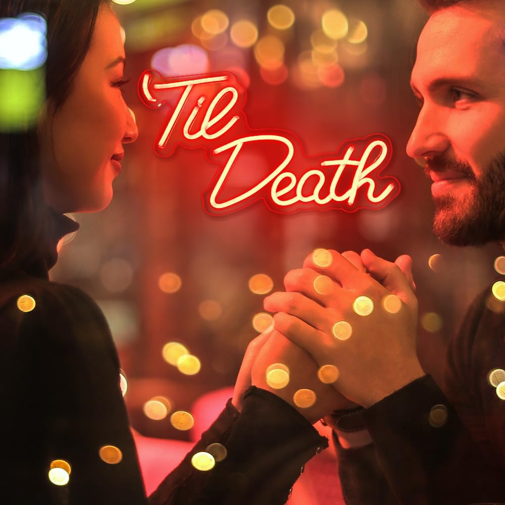 Letrero neón Til Death para decoración pared bodas