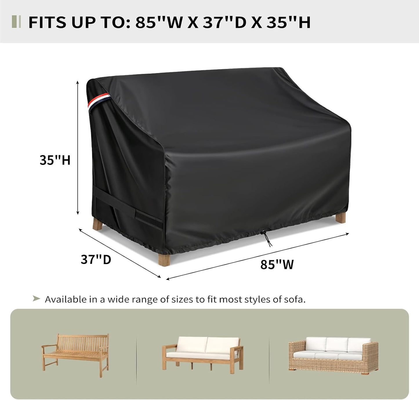 Funda sofá patio 85x37" impermeable resistente intemperie