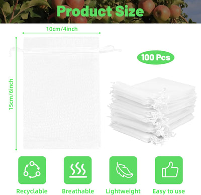 100 Bolsas Malla Reutilizables 4x6pulg para Frutas y Verduras