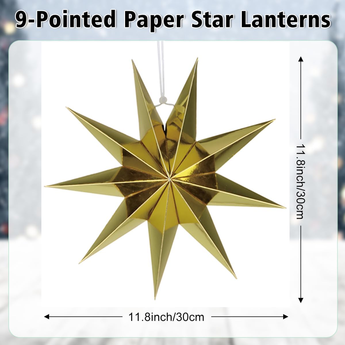 5 Linternas papel estrella 11.8pulg colgantes navidad