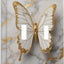 Placa interruptor decorativa mariposa mármol dorado doble toggle
