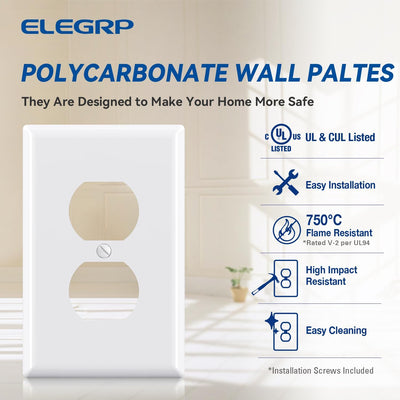 Placa pared doble tomacorriente UL certificada