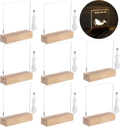 Base luz madera acrílica 8 luces USB 7pulg transparentes