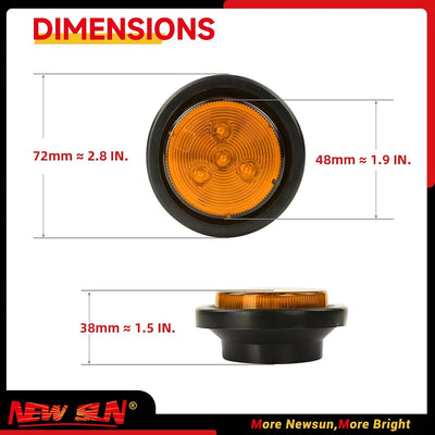 Luces LED redondas 2" ámbar 20uds impermeables