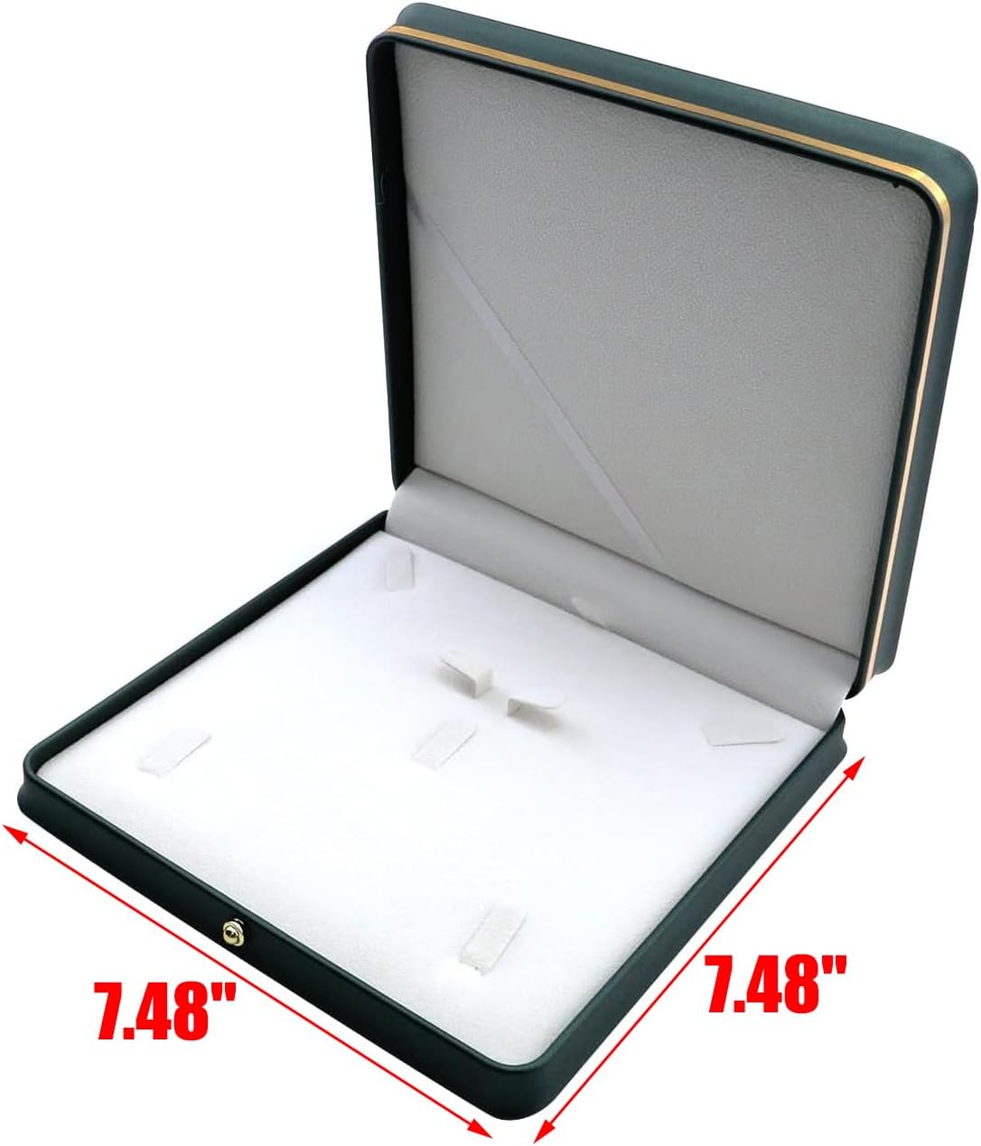Caja organizadora joyas de cuero verde negruzco vitrina