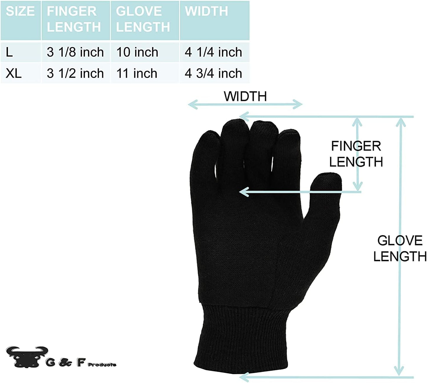 Guantes trabajo unisex adultos negros talla grande