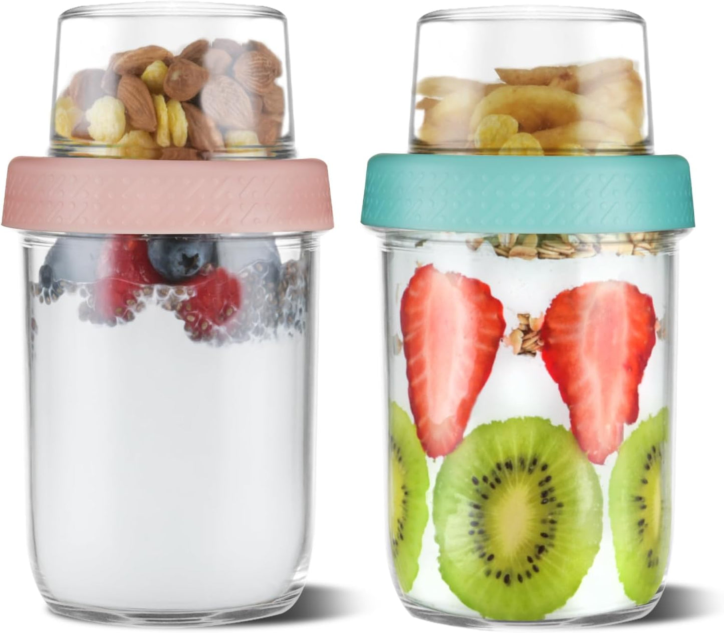 Recipientes vidrio 4-16oz con tapas para parfait y desayuno