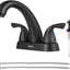 Grifo lavabo 2 asas baño con drenaje y mangueras negro mate