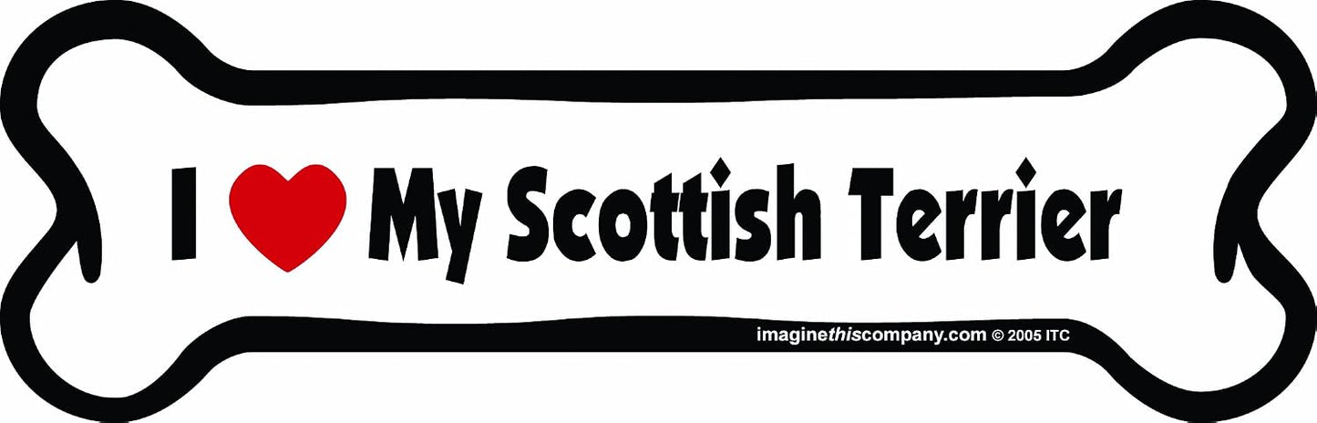 Hueso magnético para auto I Love My Scottish Terrier 2x7pulg