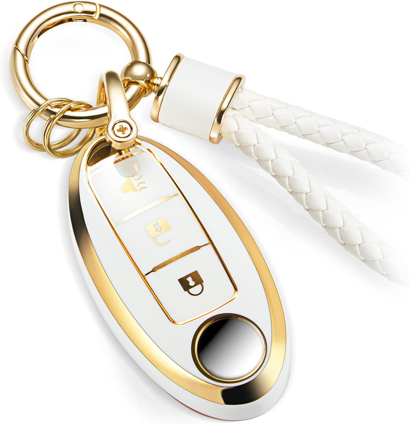 Funda llavero Nissan suave con cuerda trenzada metal oro