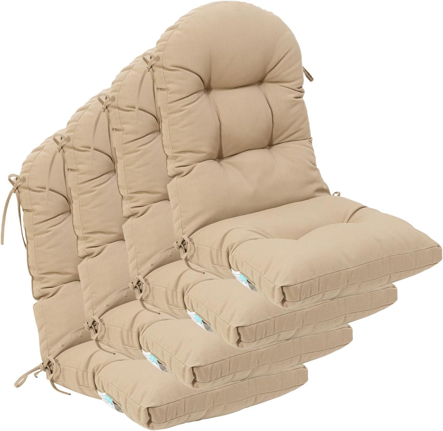 Cojín respaldo alto silla exterior 4uds beige/arena