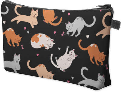 Bolsa maquillaje viaje pequeña para mujer gato negro casual