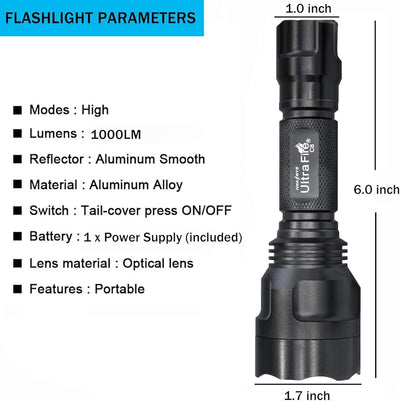 Linterna táctica LED 1000lm con cargador para emergencia camping