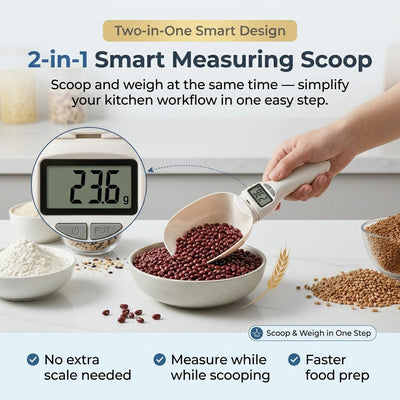 Cuchara medidora digital 2 en 1 para alimentos con pantalla LCD