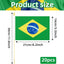 20 Banderas Brasil 5x8pulg en Palo Madera Tapa Dorada
