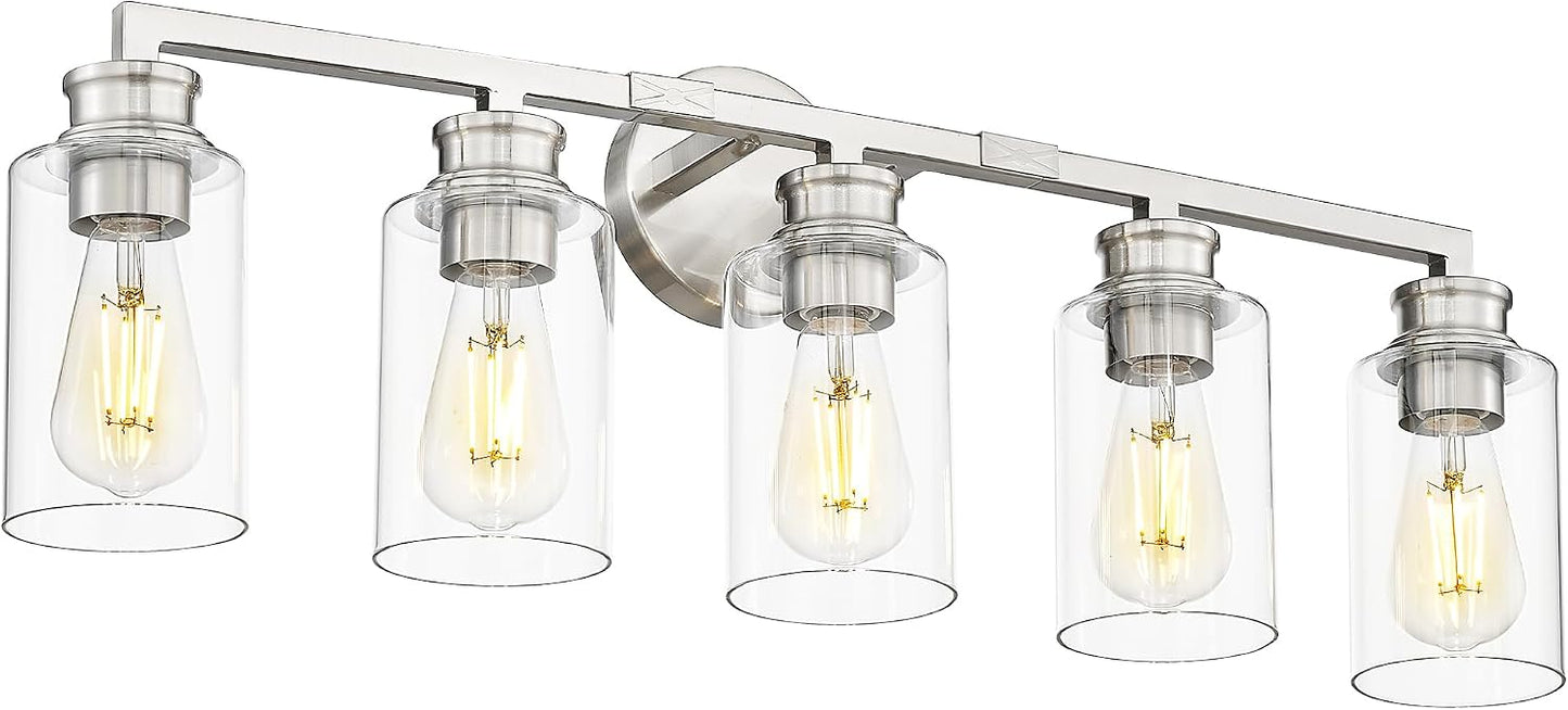 Lámpara tocador 5 luces níquel cepillado baño moderno