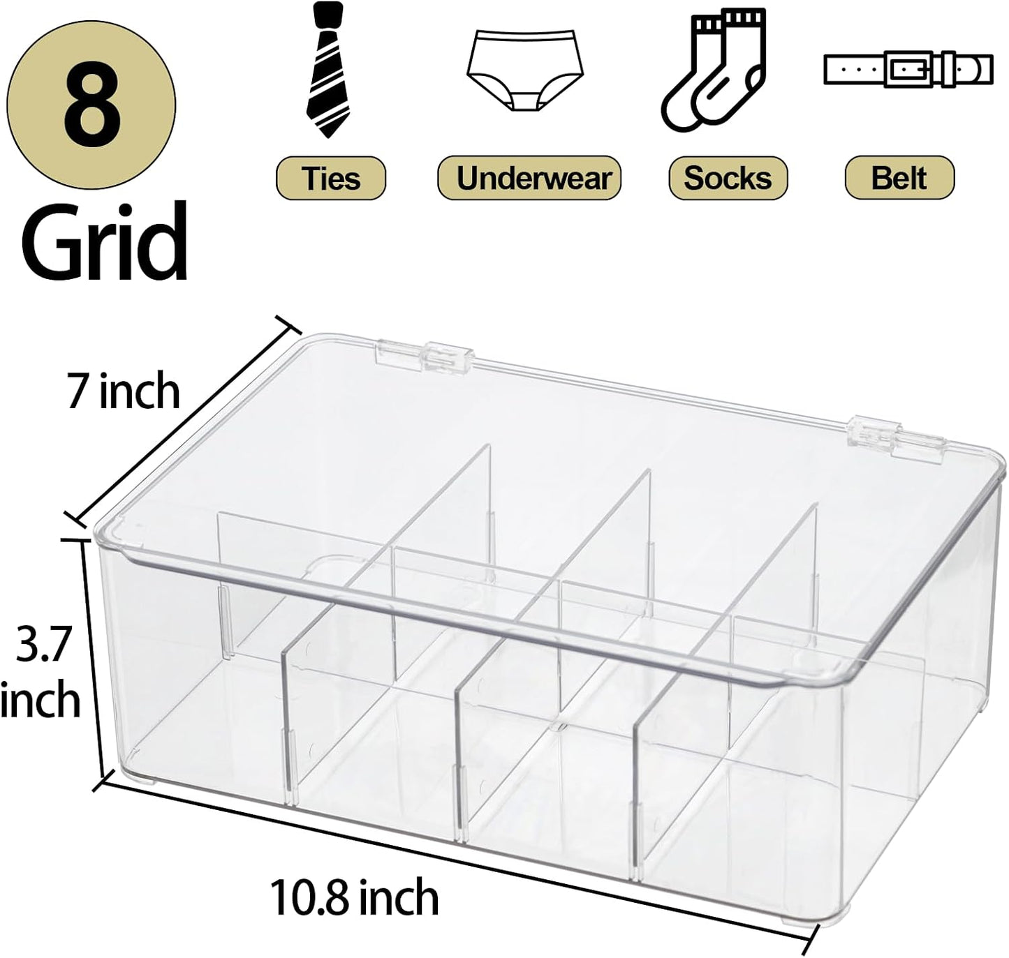 Set 2 cajas organizadoras plástico 8 compartimentos
