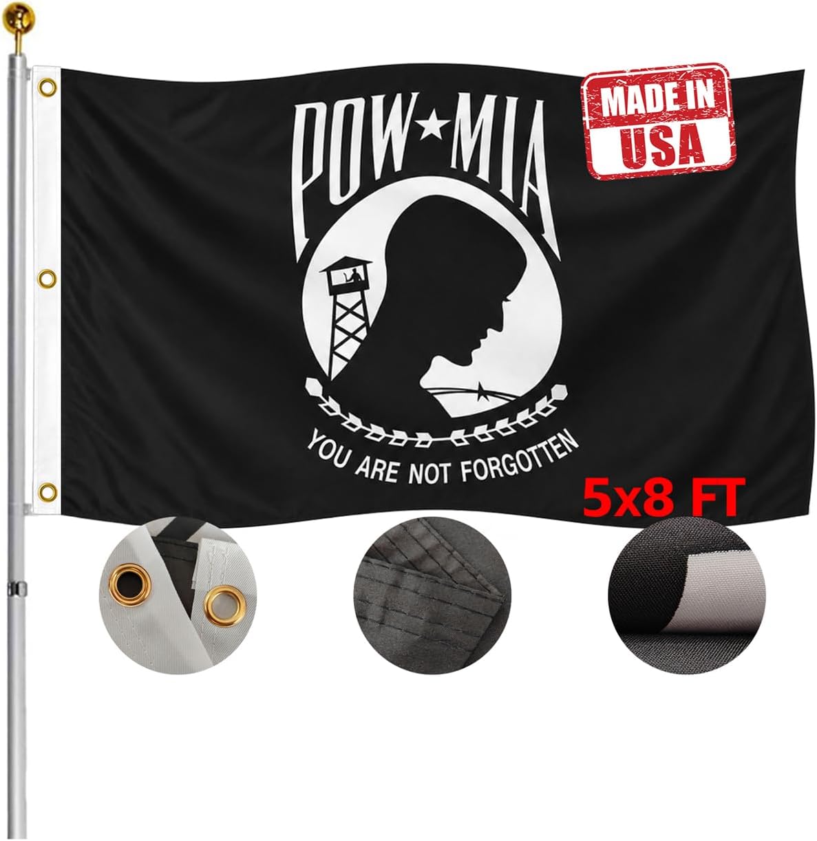 Bandera doble cara 5x8ft negra 3 ojales latón fuerzas