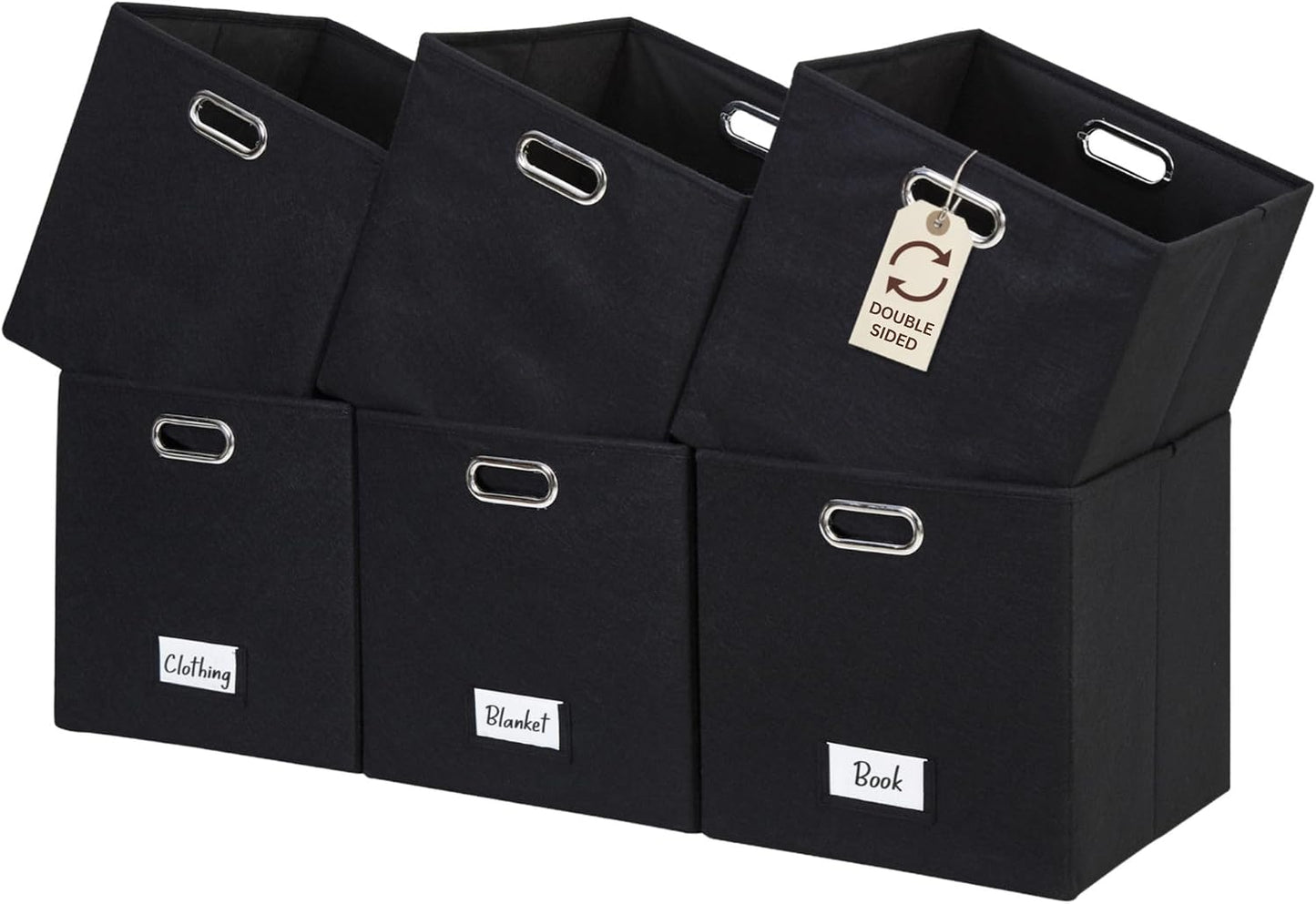 6 Cestas Almacenamiento 11" Negro con Etiquetas Kallax
